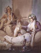 Amadeo Preziosi Femme turque fumant un narguile aquarelle et guache (mk32) oil painting picture wholesale